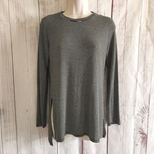 Fabletics Small Black Striped Long Sleeve Top